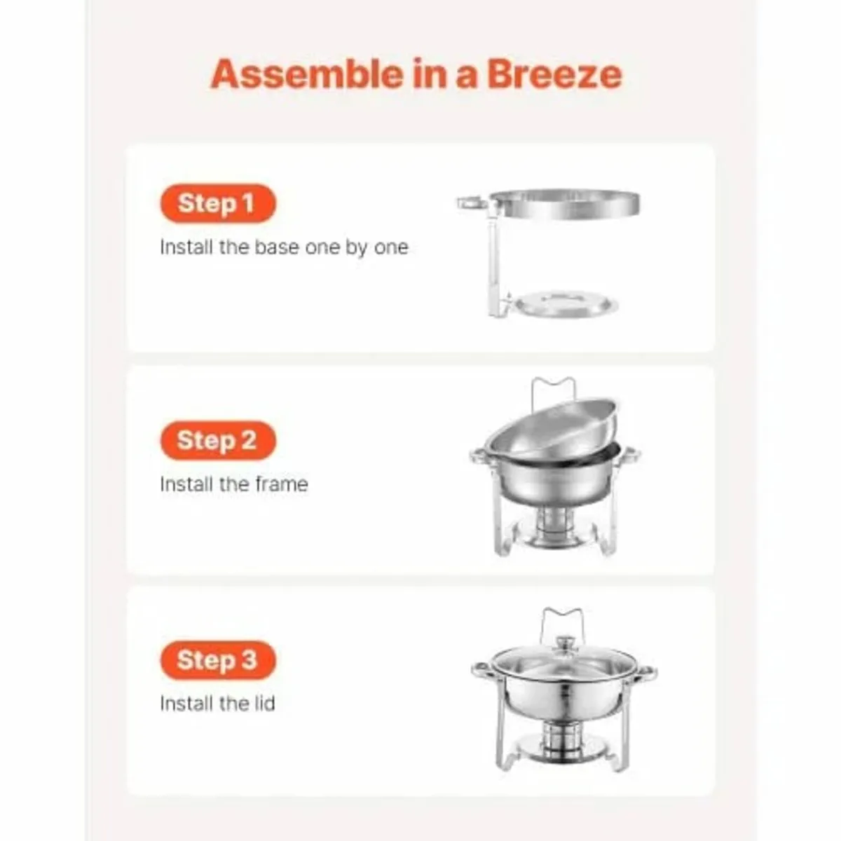 Chafing Dish Buffet Set, 5 Qt 4 Pack, Stainless St - Image 4