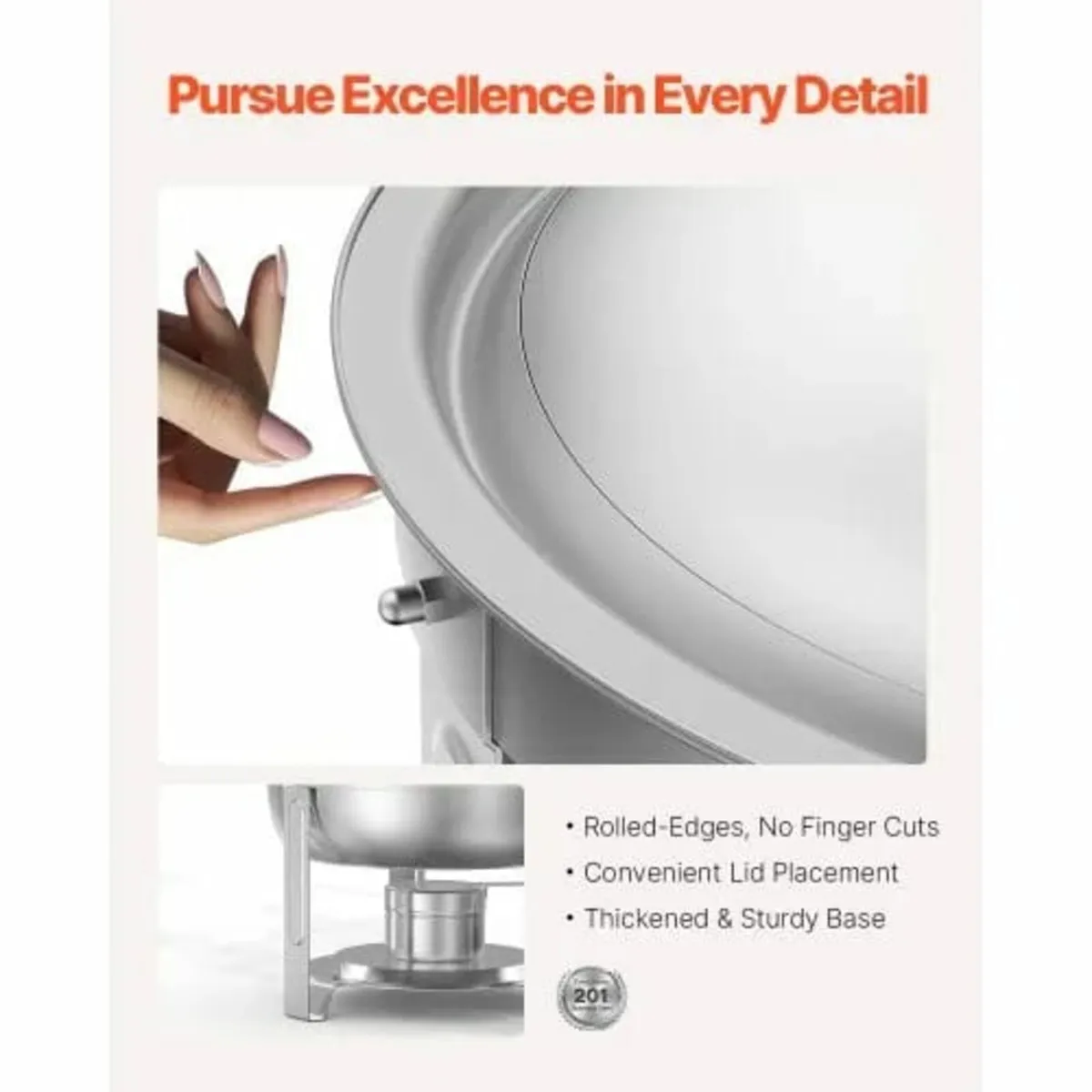 Chafing Dish Buffet Set, 5 Qt 4 Pack, Stainless St - Image 2