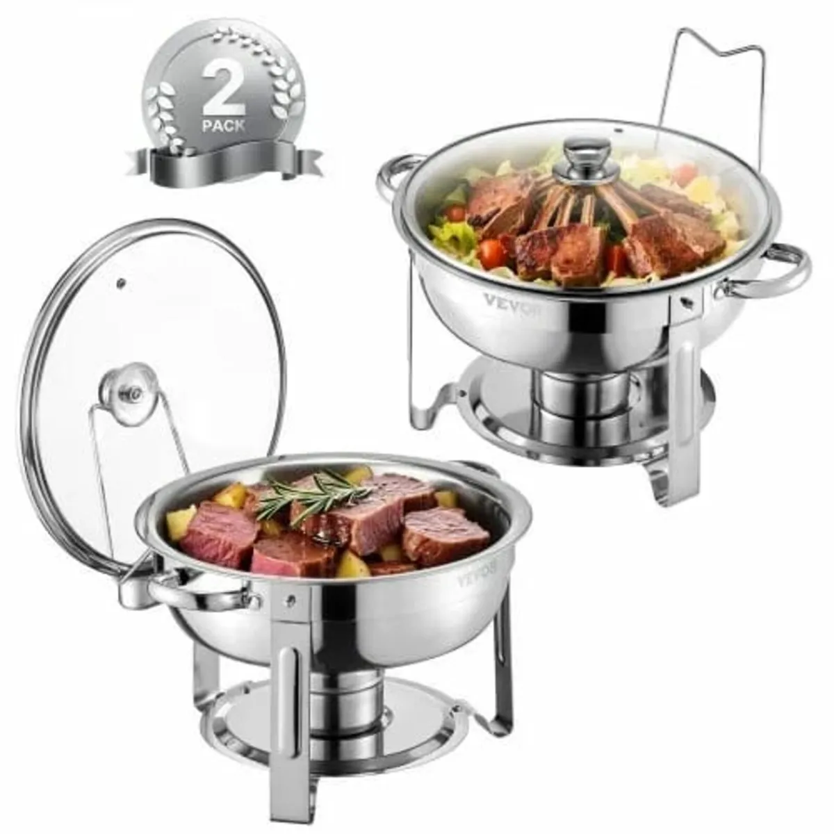 Chafing Dish Buffet Set, 5 Qt 2 Pack, Stainless St - Image 1