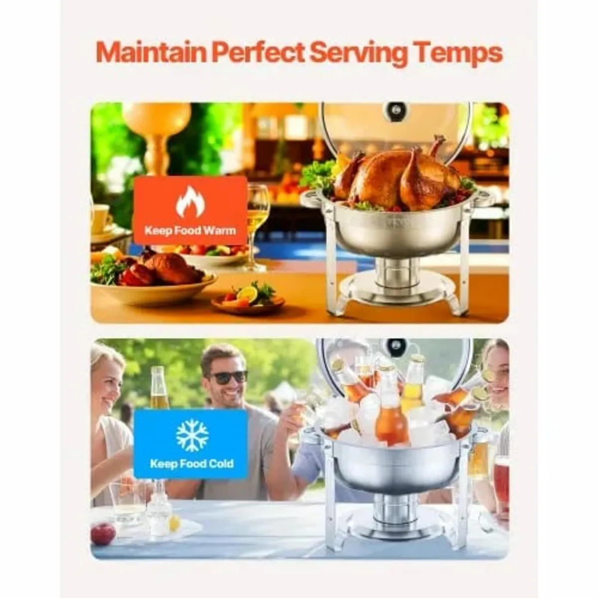 Chafing Dish Buffet Set, 5 Qt 2 Pack, Stainless St - Image 2