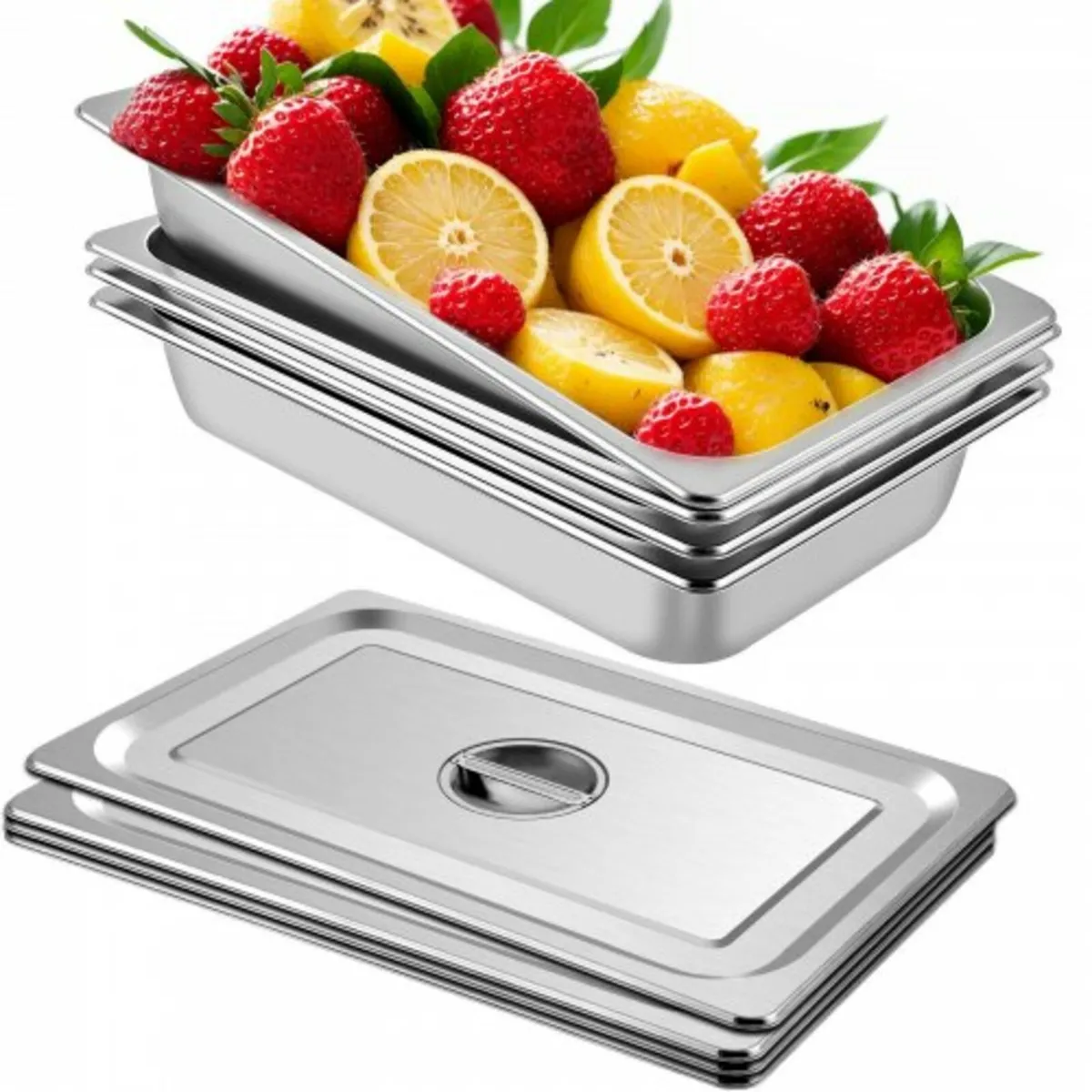 4 Pack Steam Table Pans 20.9 x 12.8 x 3.9 Inch Dee - Image 1