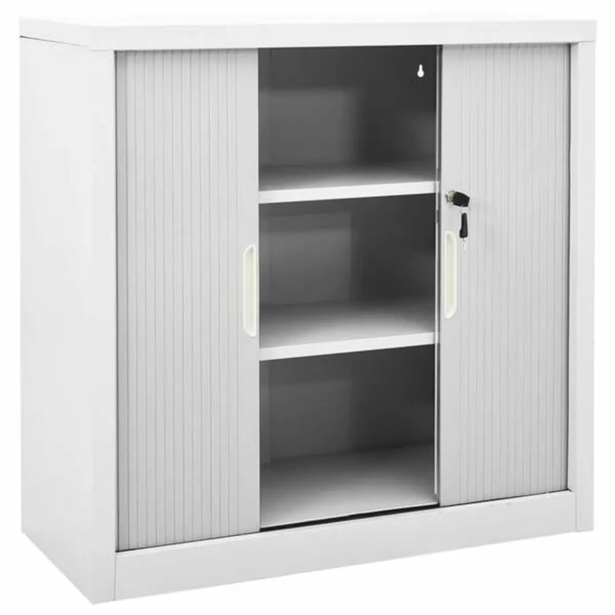 Sliding Door Cabinet Grey 90x40x90 cm Steel - Image 2