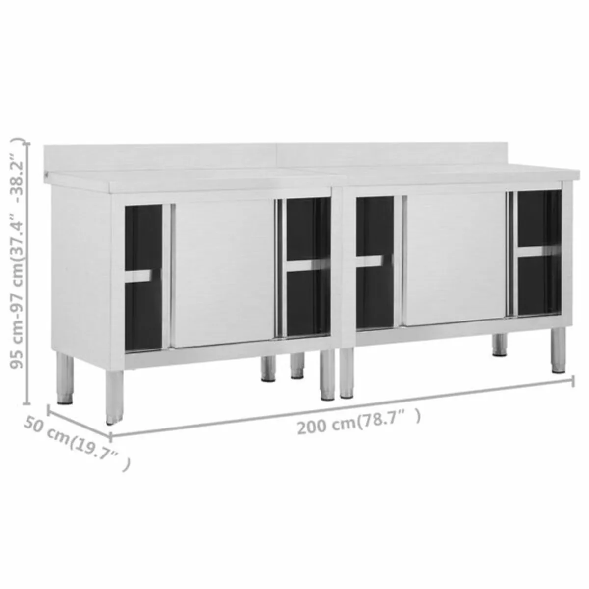Work Tables with Sliding Doors 2pcs 200x50x(95-97) - Image 3