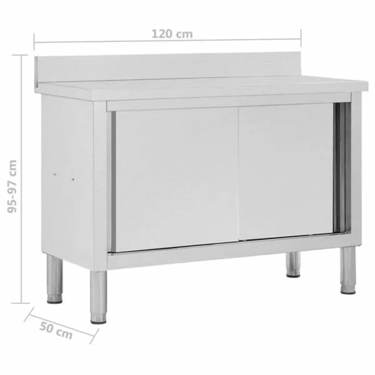 Work Table with Sliding Doors 120x50x(95-97) cm St - Image 3
