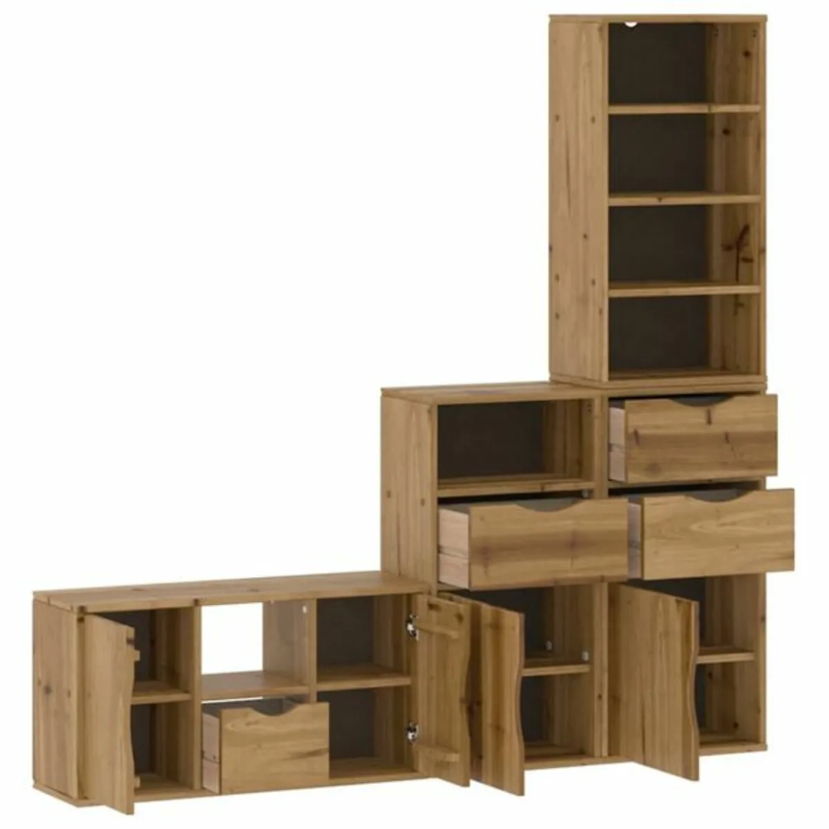 4 Piece TV Units with Storage ODDA Solid Wood Pine - Image 2