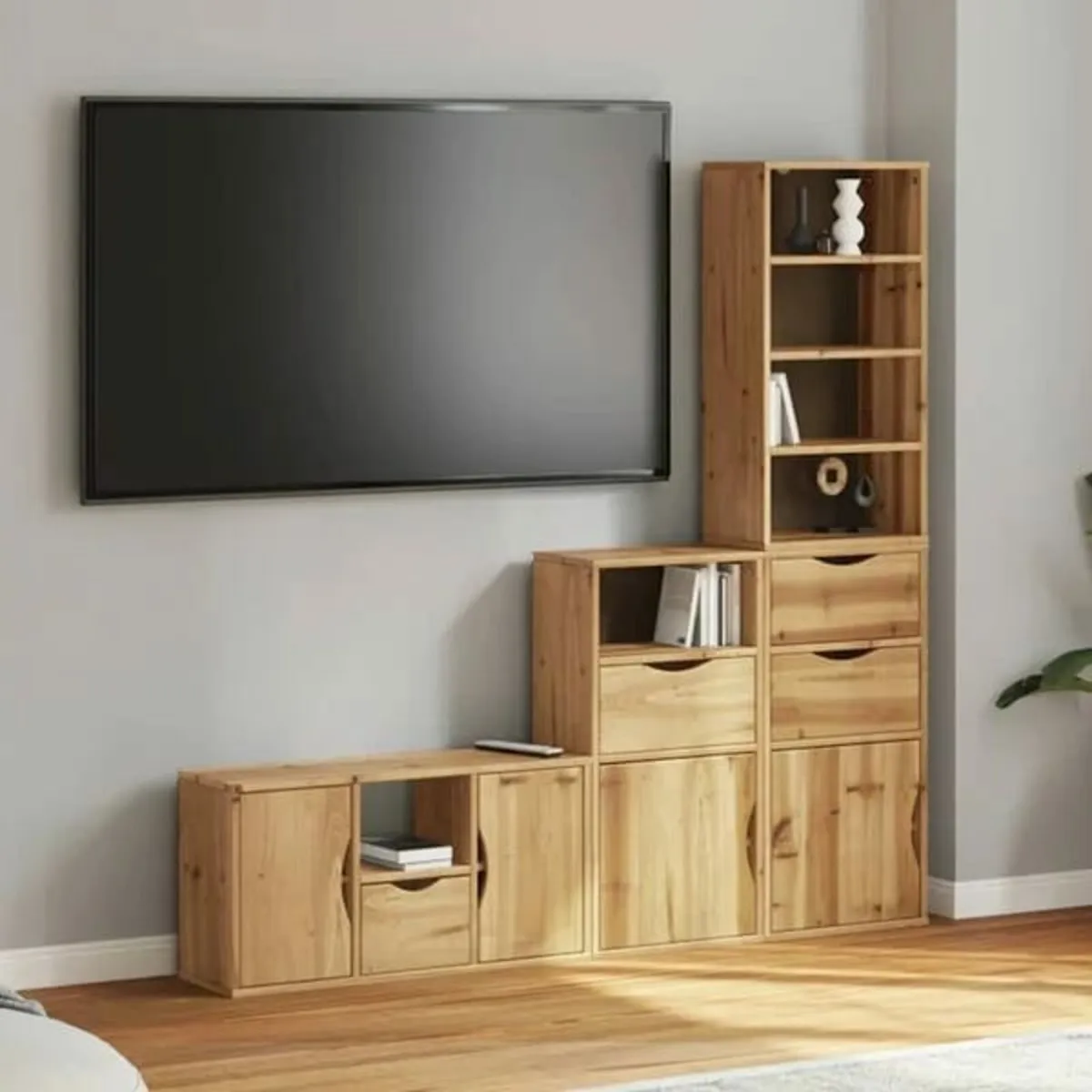 4 Piece TV Units with Storage ODDA Solid Wood Pine - Image 1