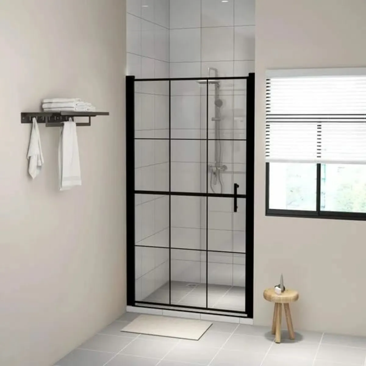 Shower Door Tempered Glass 100x178 cm Black - Image 1