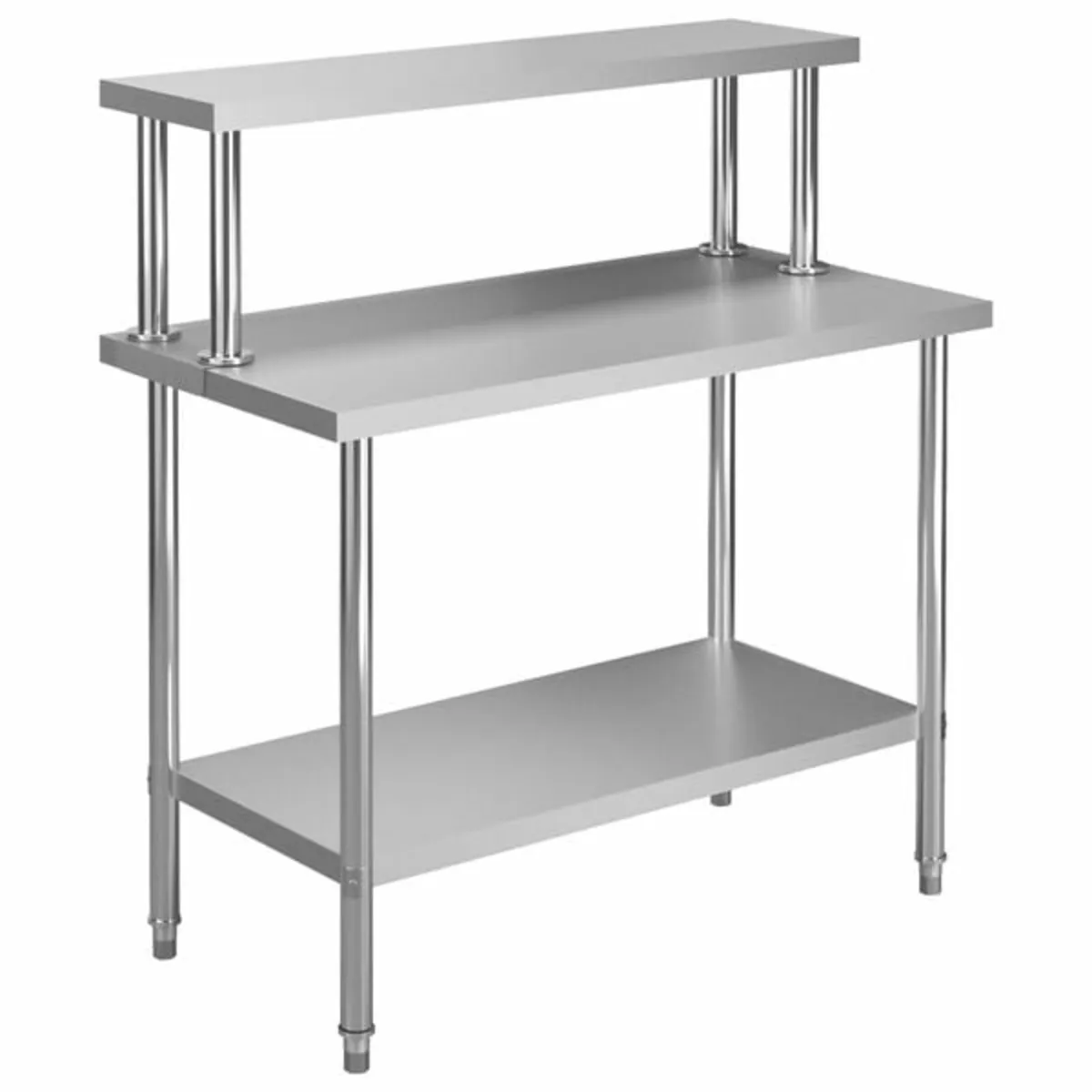 Kitchen Work Table with Overshelf 120x60x120 cm St - Image 1