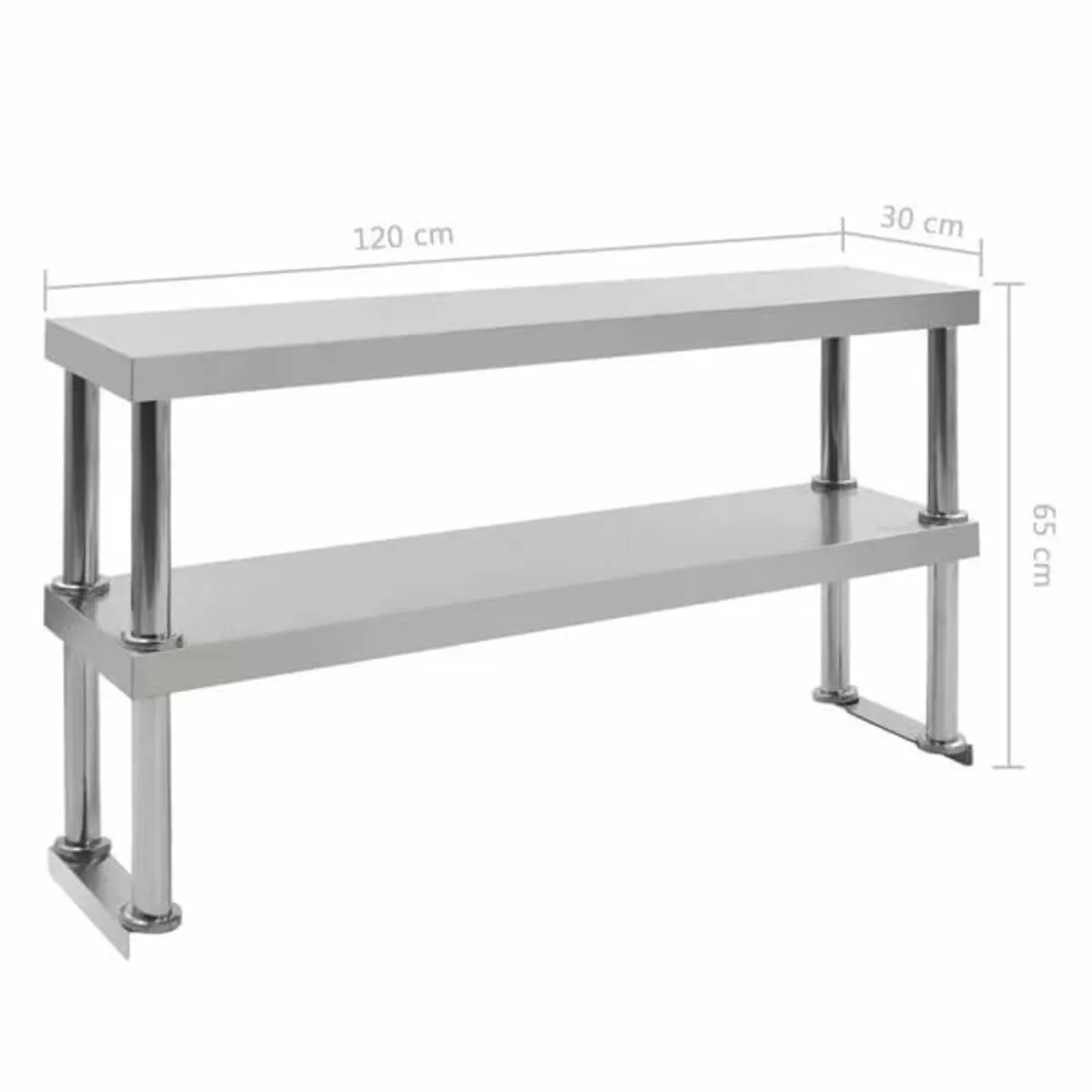 Kitchen Work Table with Overshelf 120x60x150 cm St - Image 4