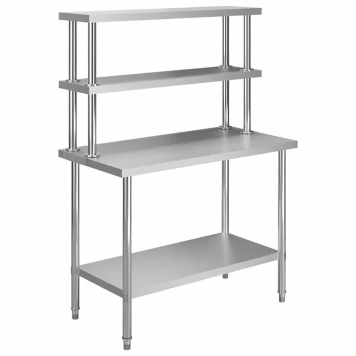 Kitchen Work Table with Overshelf 120x60x150 cm St - Image 1