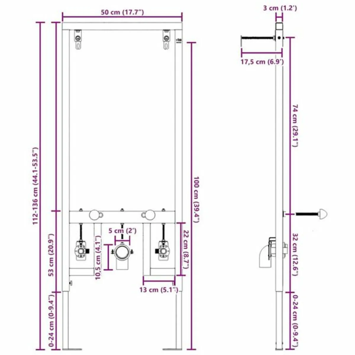 Bathroom Wall Support Manual Blue 50 x 17.5 x 136 - Image 4