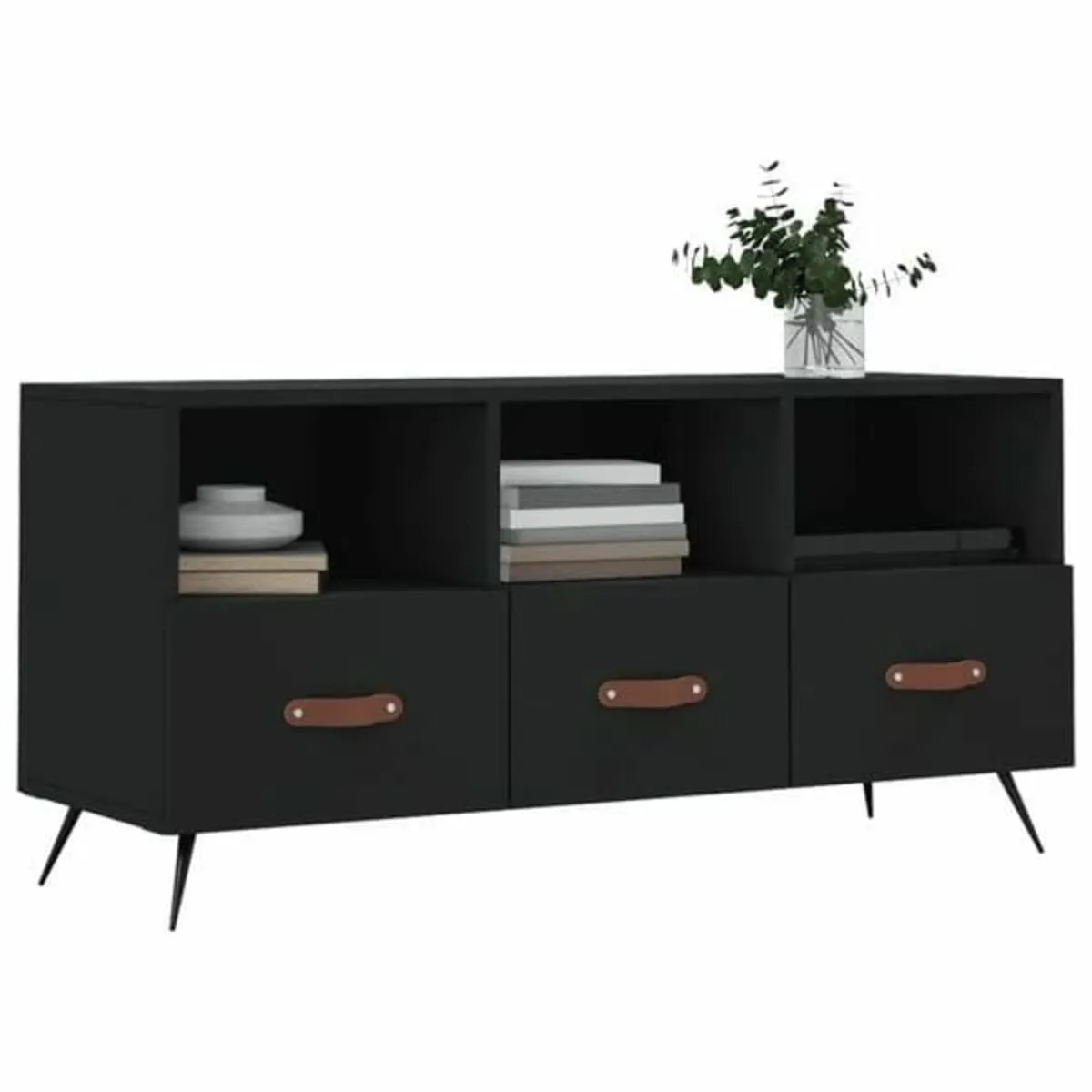 TV Cabinet Black 102x36x50 cm Engineered Wood - Image 1