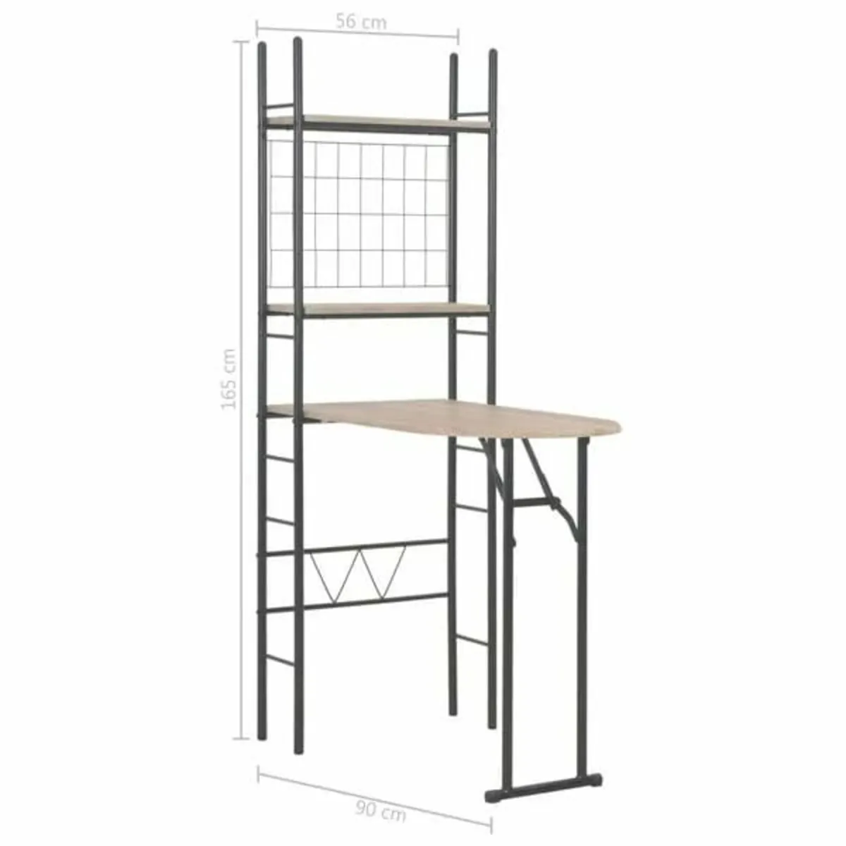 3 Piece Folding Dining Set with Storage Rack MDF a - Image 3