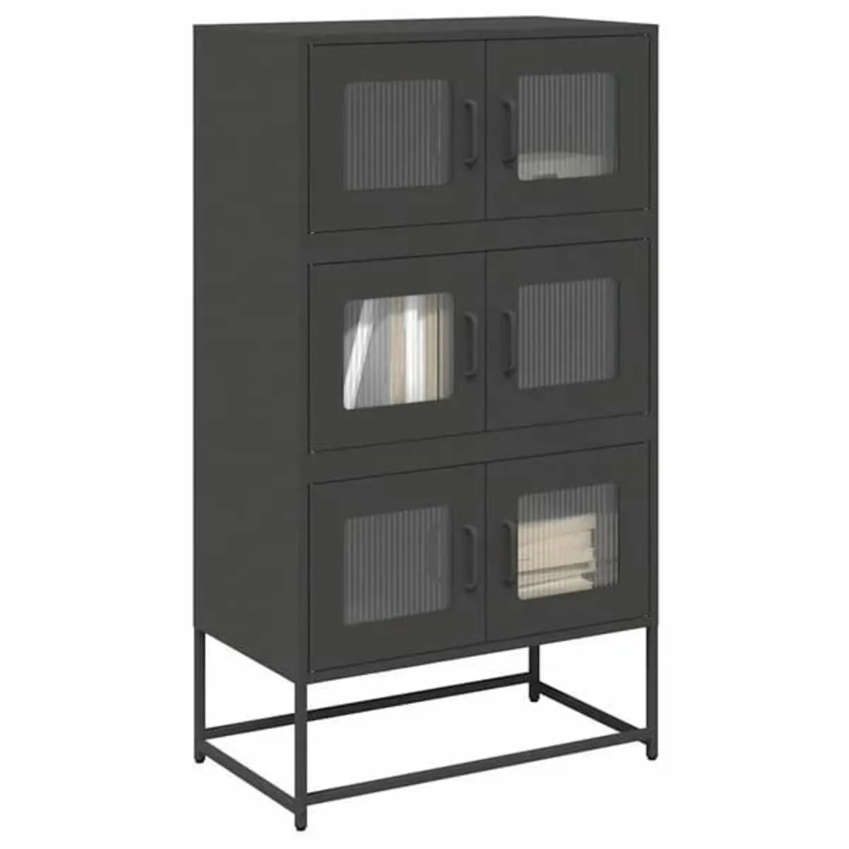 Highboard Black 68x39x123 cm Steel - Image 4