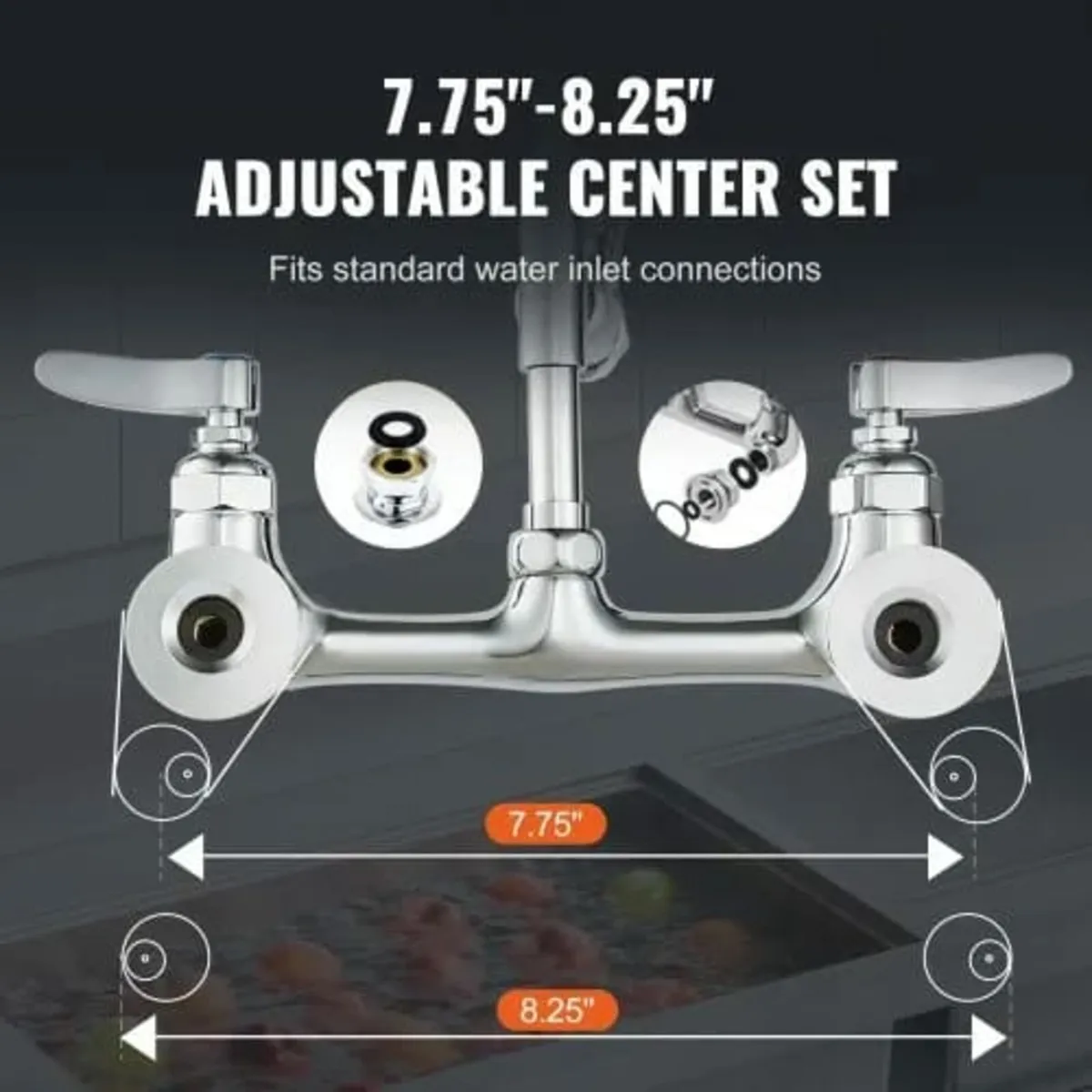 Commercial Faucet with Pre-Rinse Sprayer, 47" Heig - Image 4