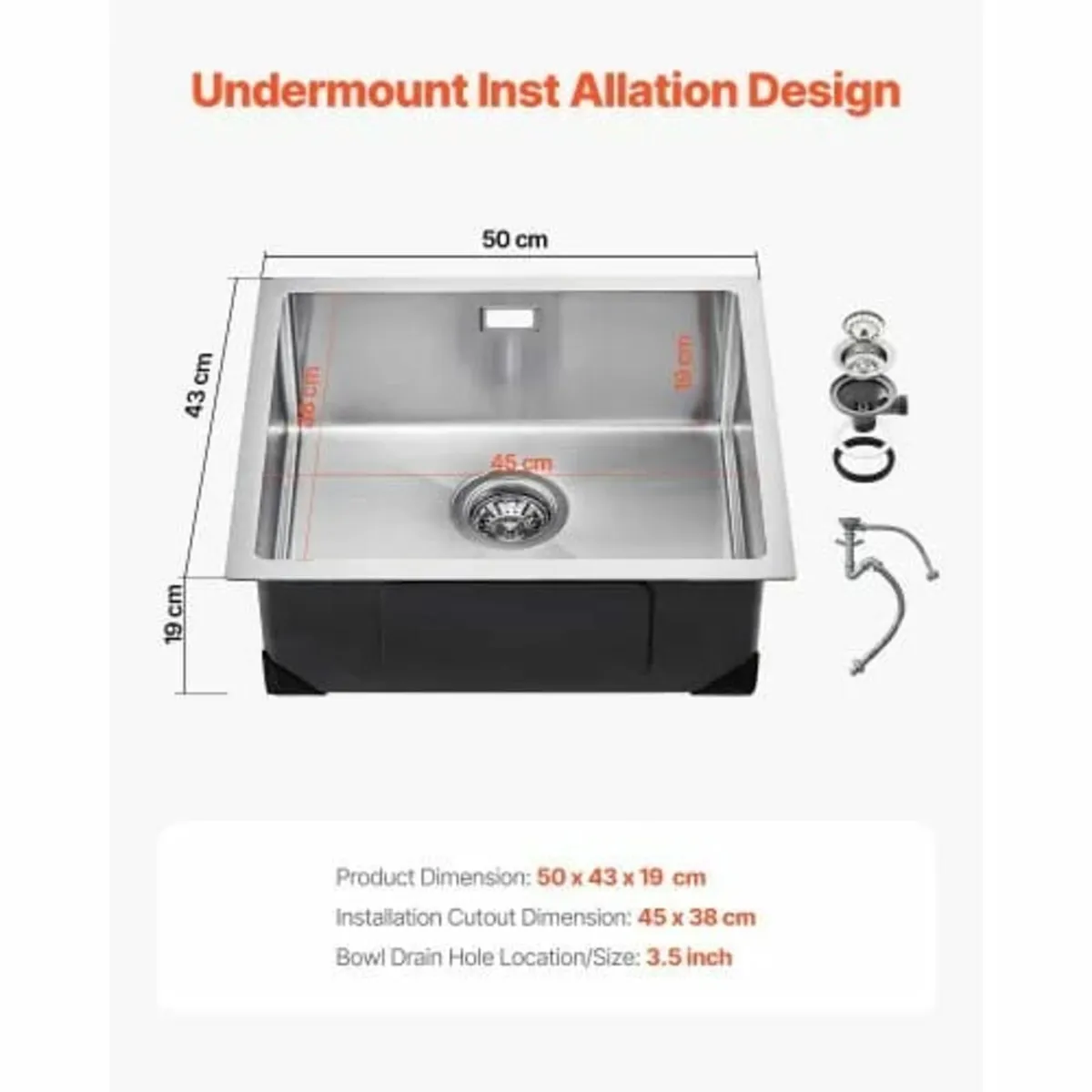 50cm Kitchen Sink Workstation, 304 Stainless Steel - Image 2