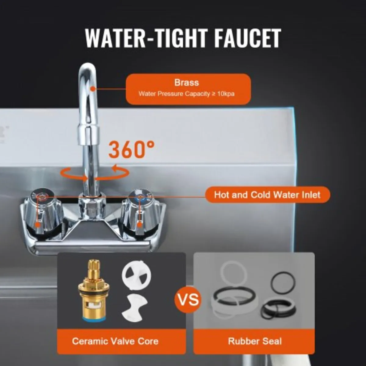 Hand Sink with Faucet, Stainless Steel Sink for Wa - Image 2