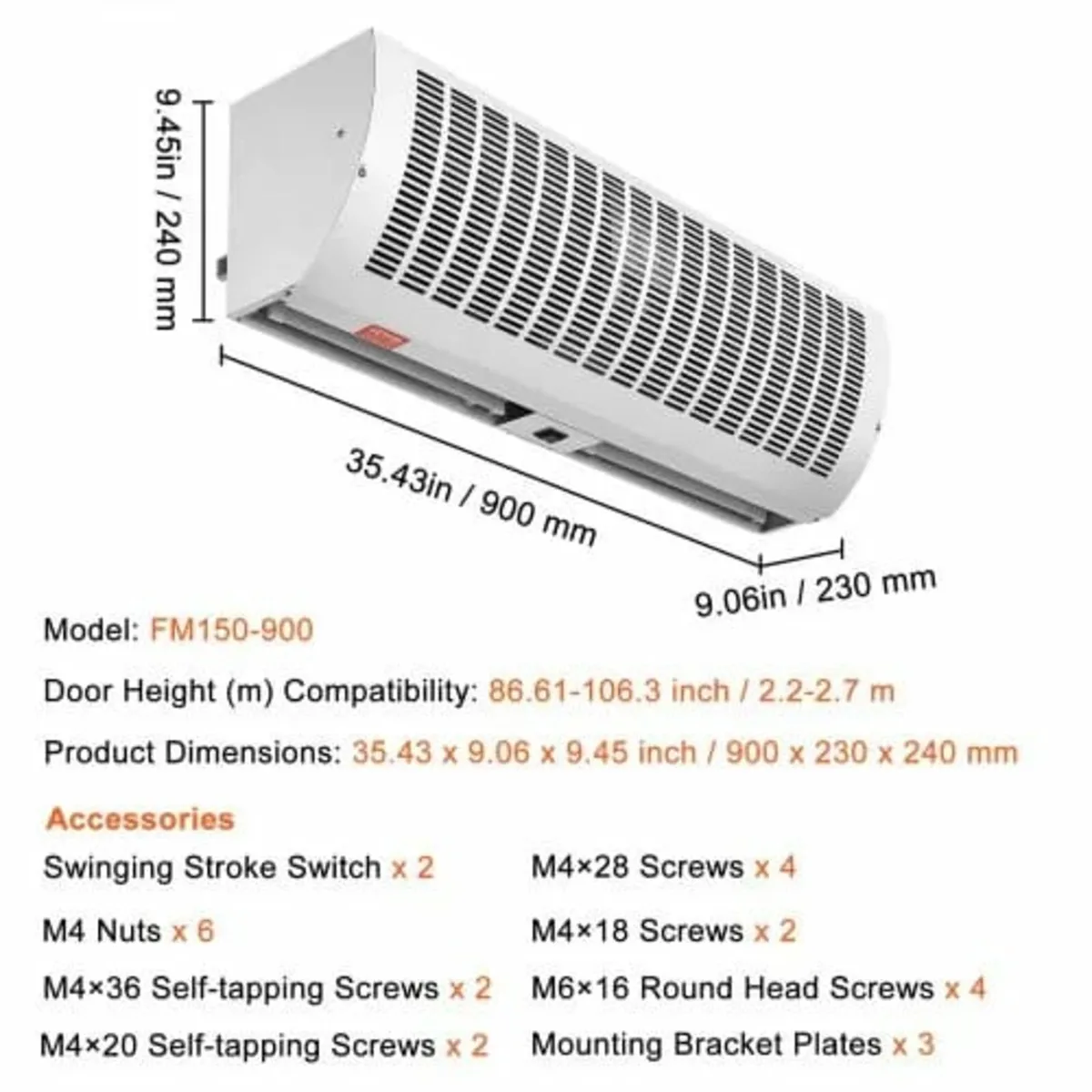 0.9m Commercial Indoor Air Curtain Super Power 2 S - Image 2
