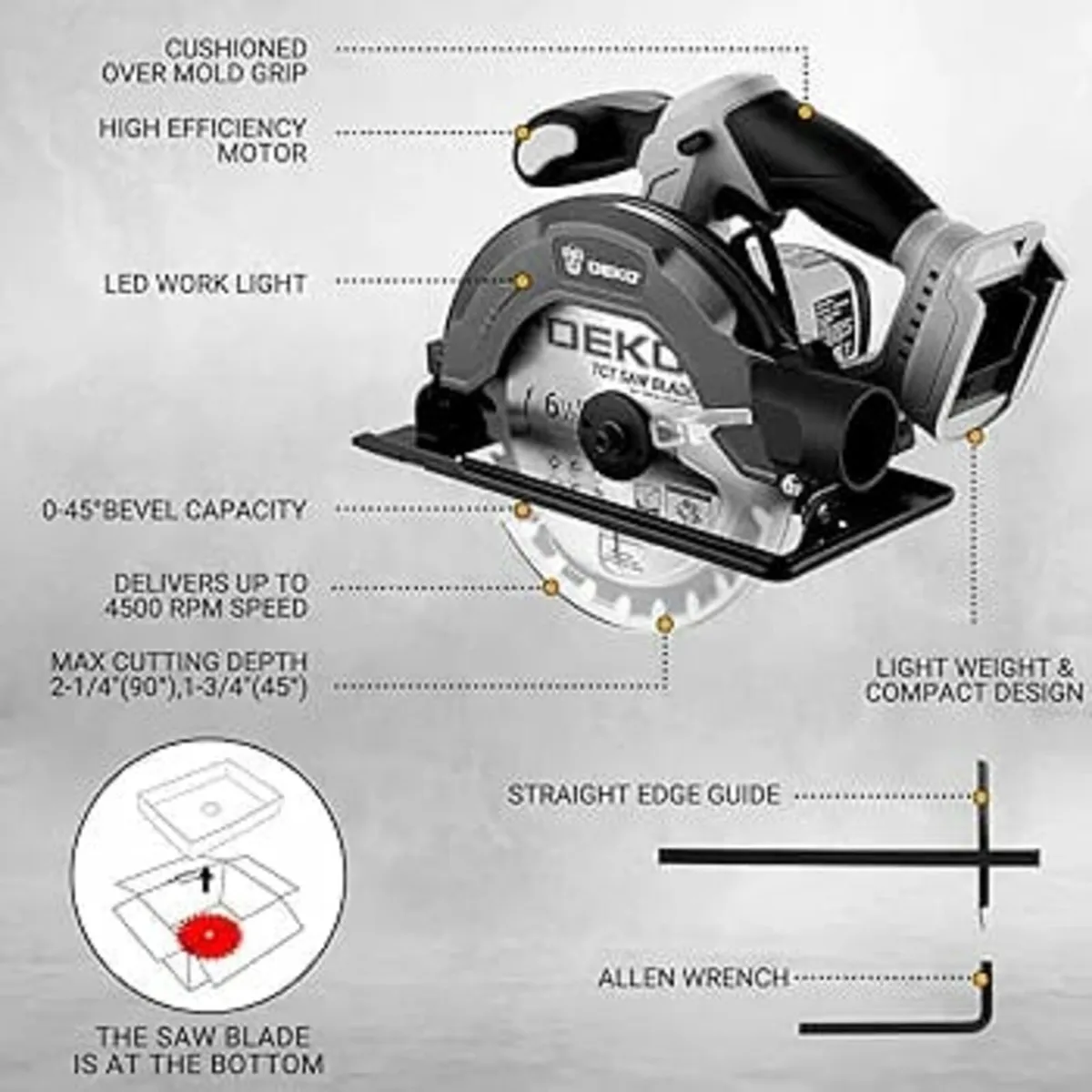Cordless Circular Saw: DEKOPRO 20V Circular Saw, 4 - Image 4
