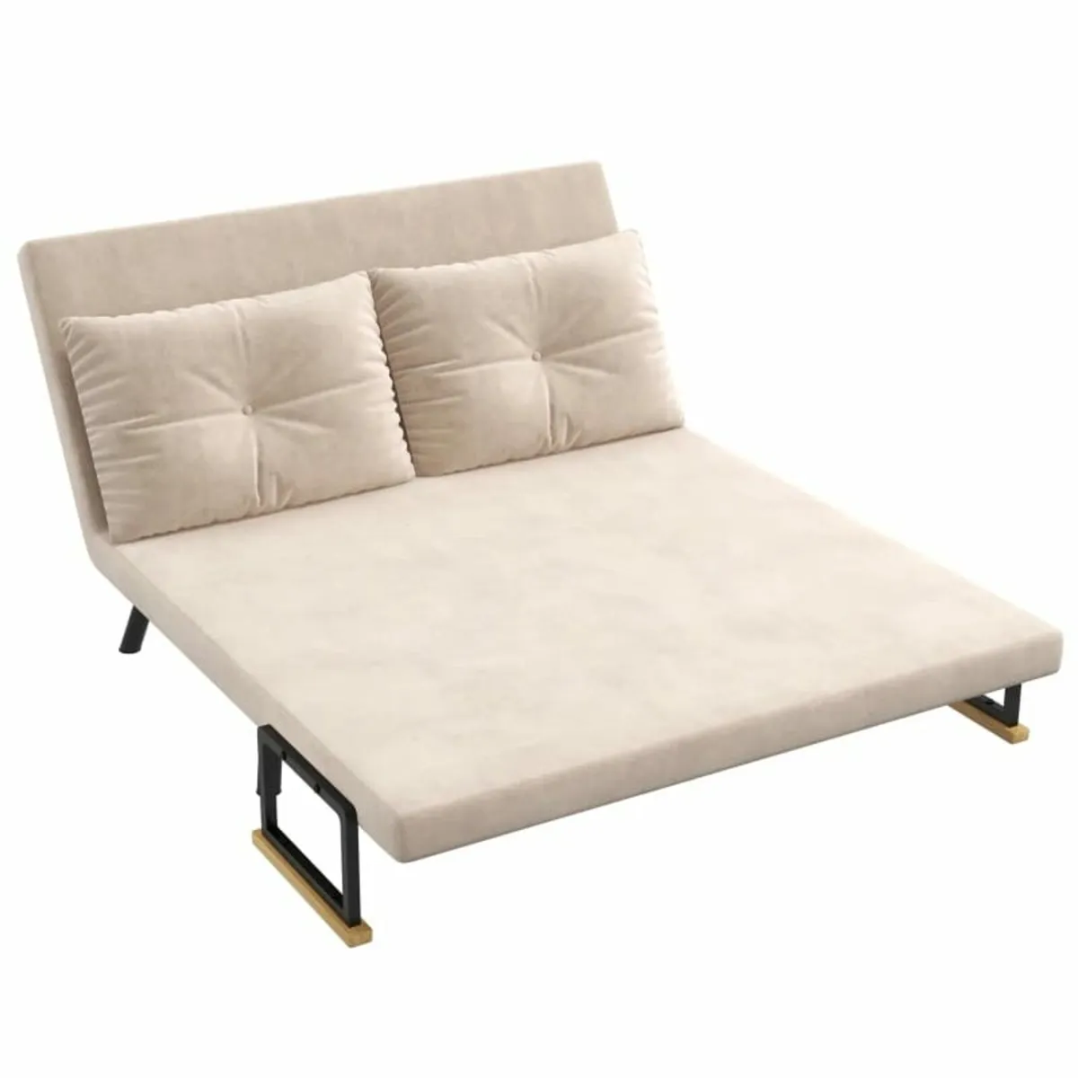 4-in-1 Velvet-Feel Double Sofa Bed, with Pillows - - Image 4