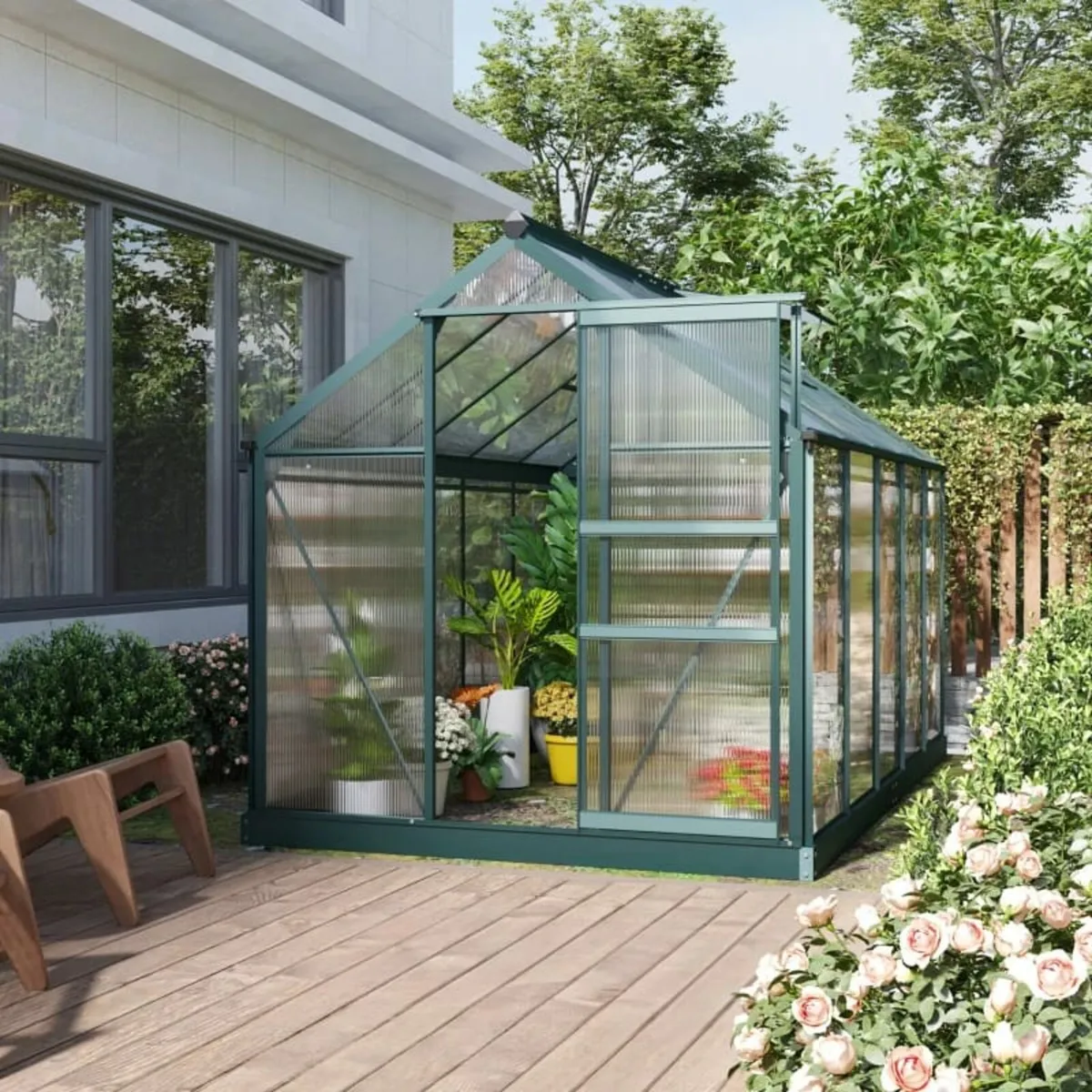 6 x 10ft Polycarbonate Greenhouse - Large Walk-In - Image 2