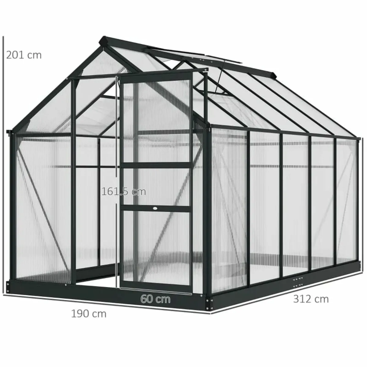 6 x 10ft Polycarbonate Greenhouse, Large Walk-In G - Image 4