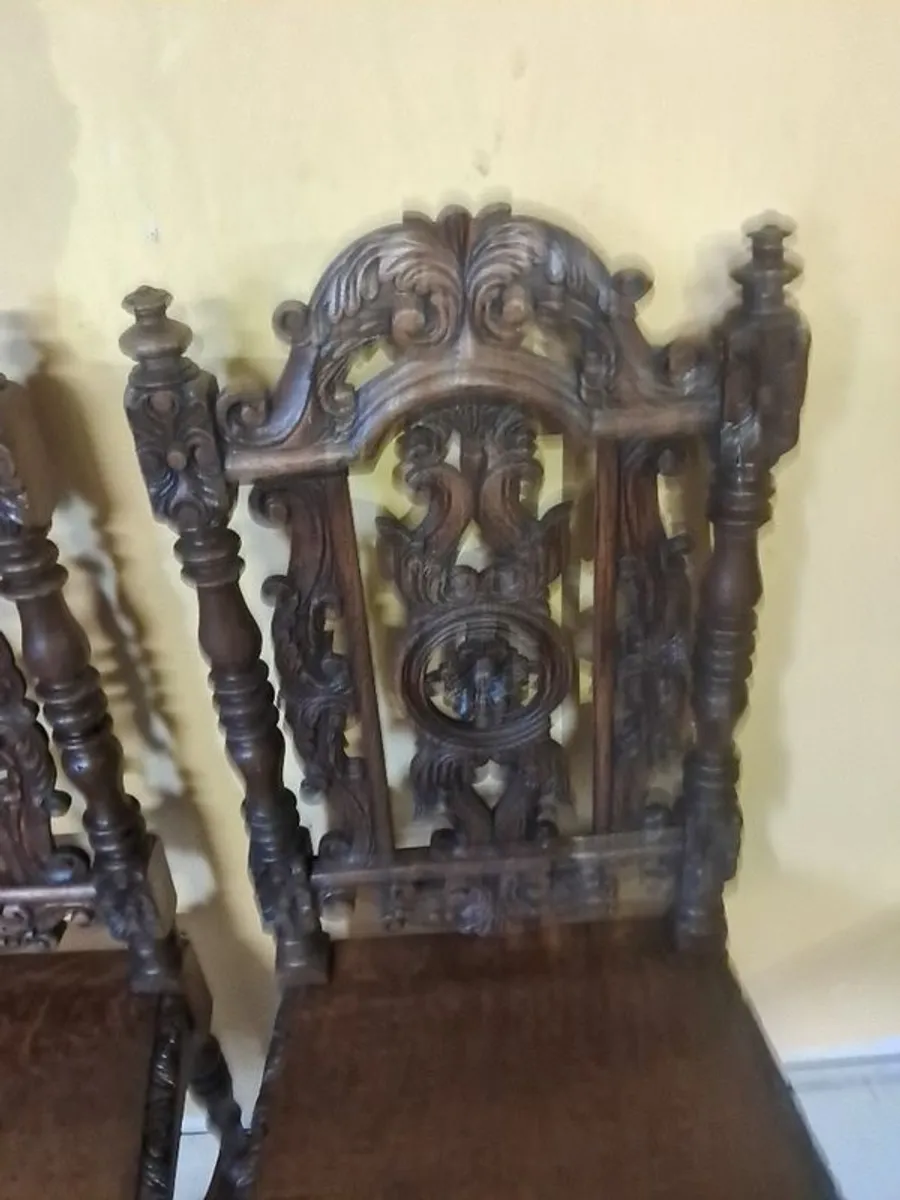 2 antique oak chairs - Image 2