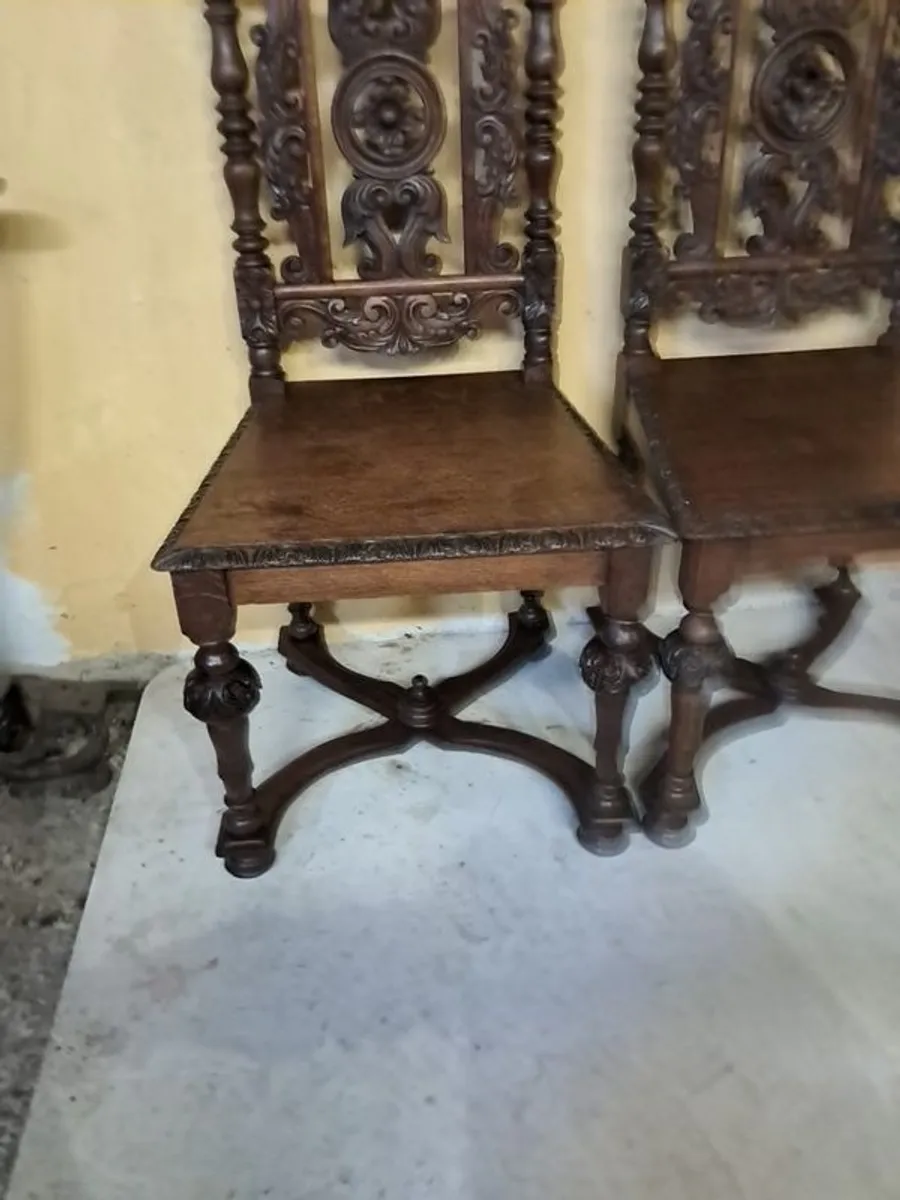 2 antique oak chairs - Image 4