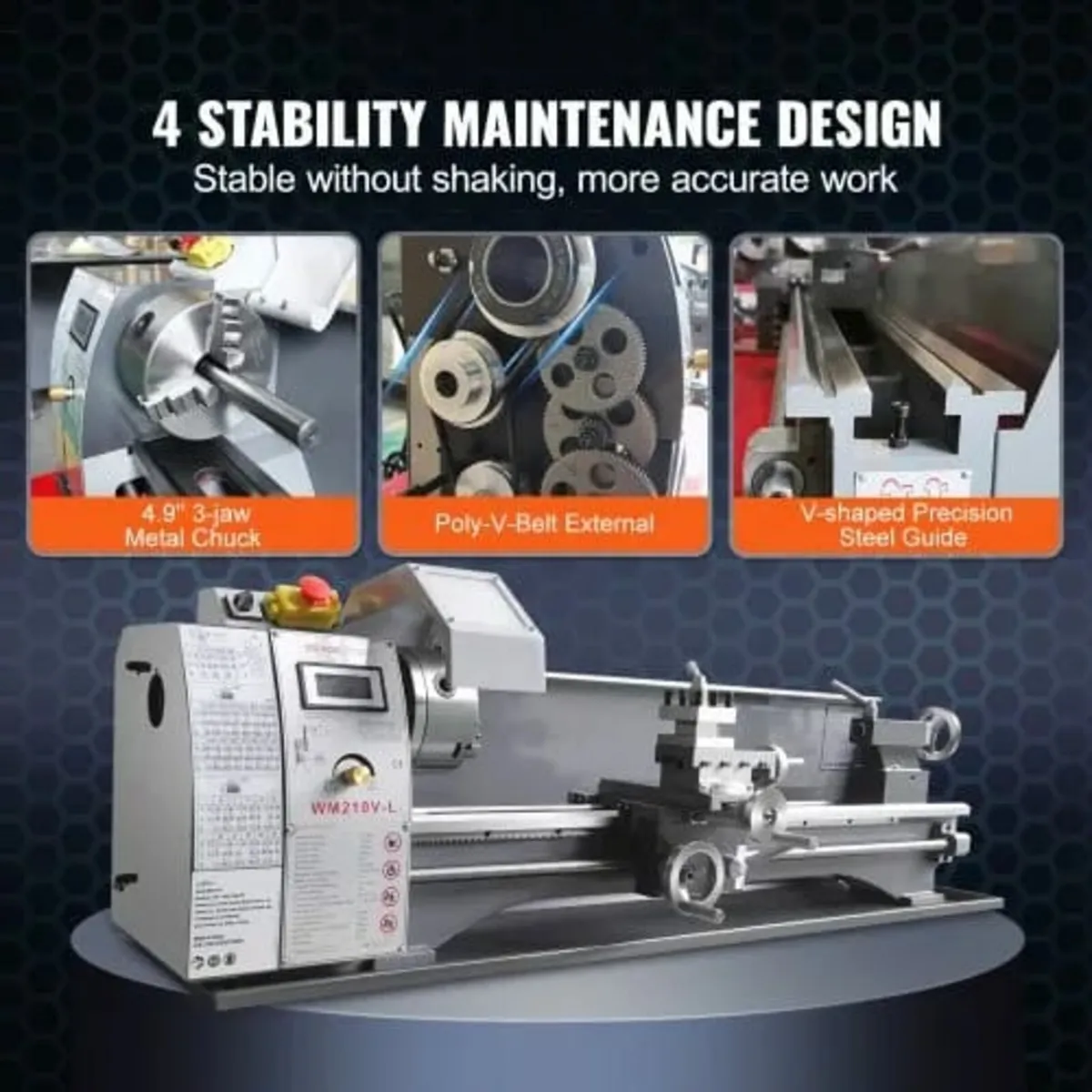 Metal Lathe Machine, 21.1 cm x 75 cm, Precision Be - Image 4