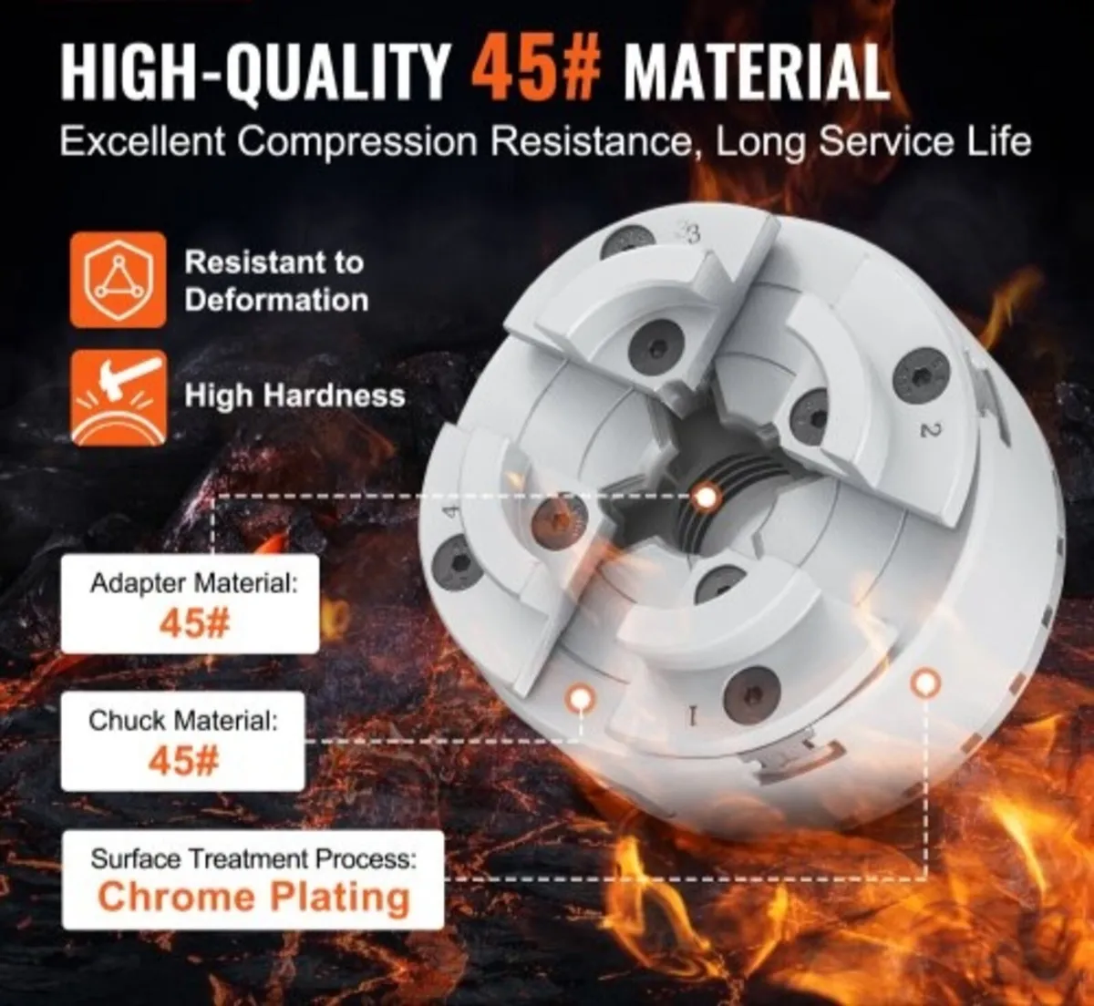 KP96 Lathe Chuck, 4-Jaw 9.5 cm Diameter, Metal Lat - Image 2