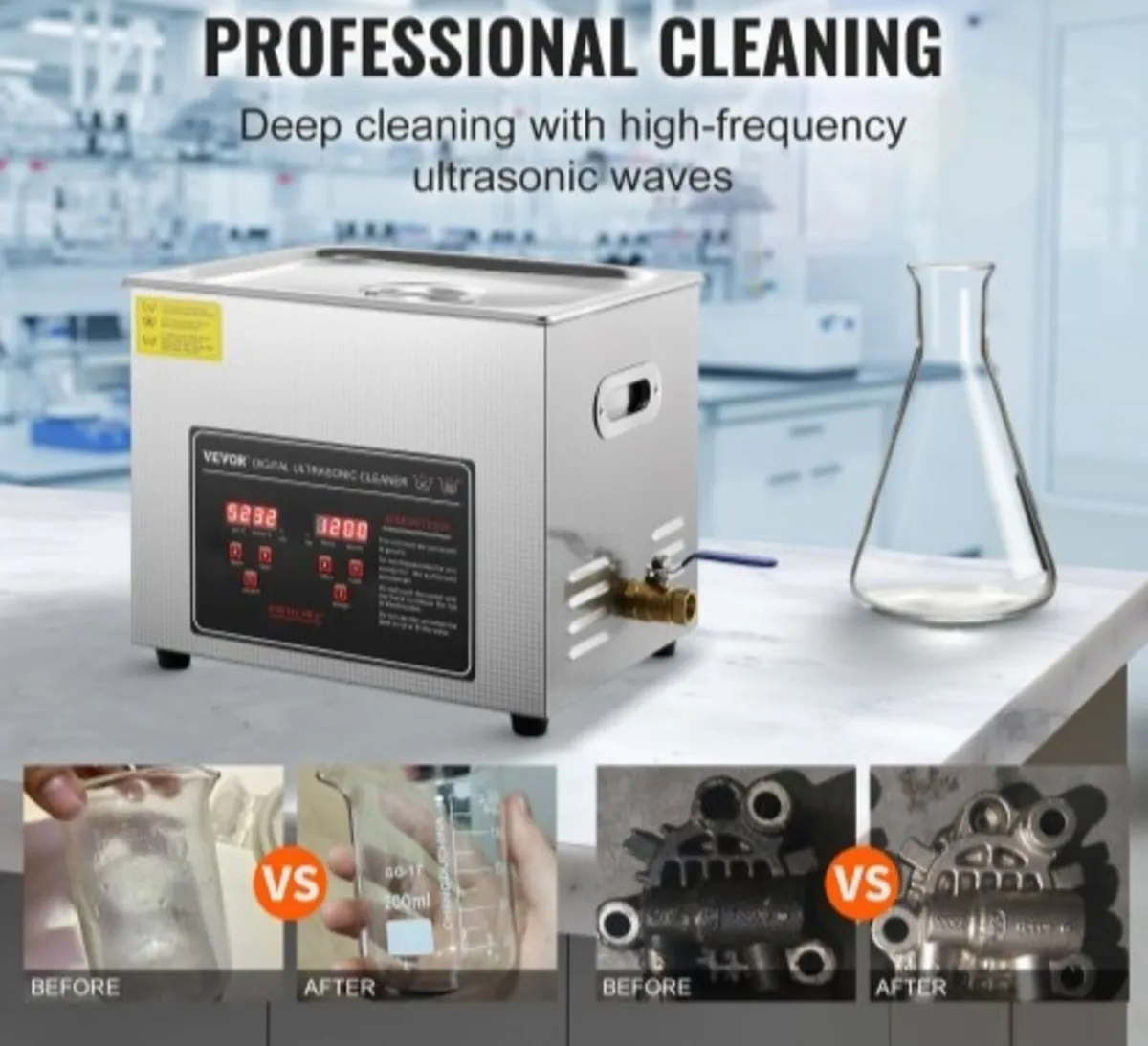 Ultrasonic Cleaner with Digital Timer & Heater, Pr - Image 2