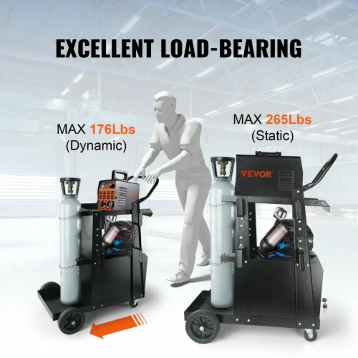 Welding Cart, 2-Tier Heavy Duty Welder Cart with A - Image 4