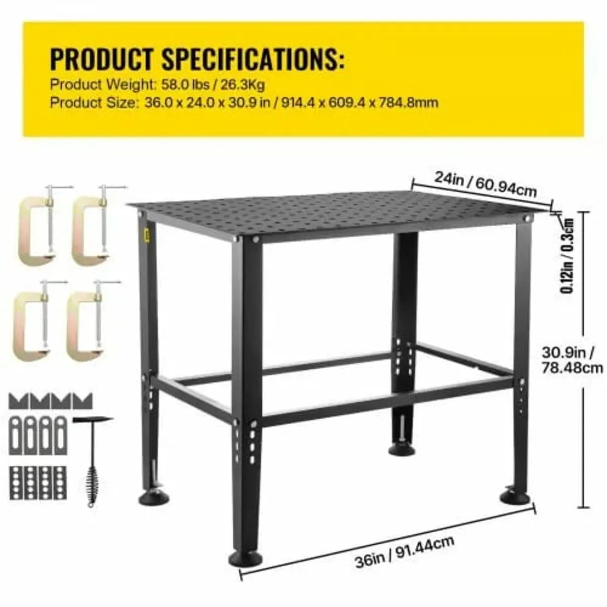 Welding Table 36" x 24", 800LBS Capacity Welding W - Image 3
