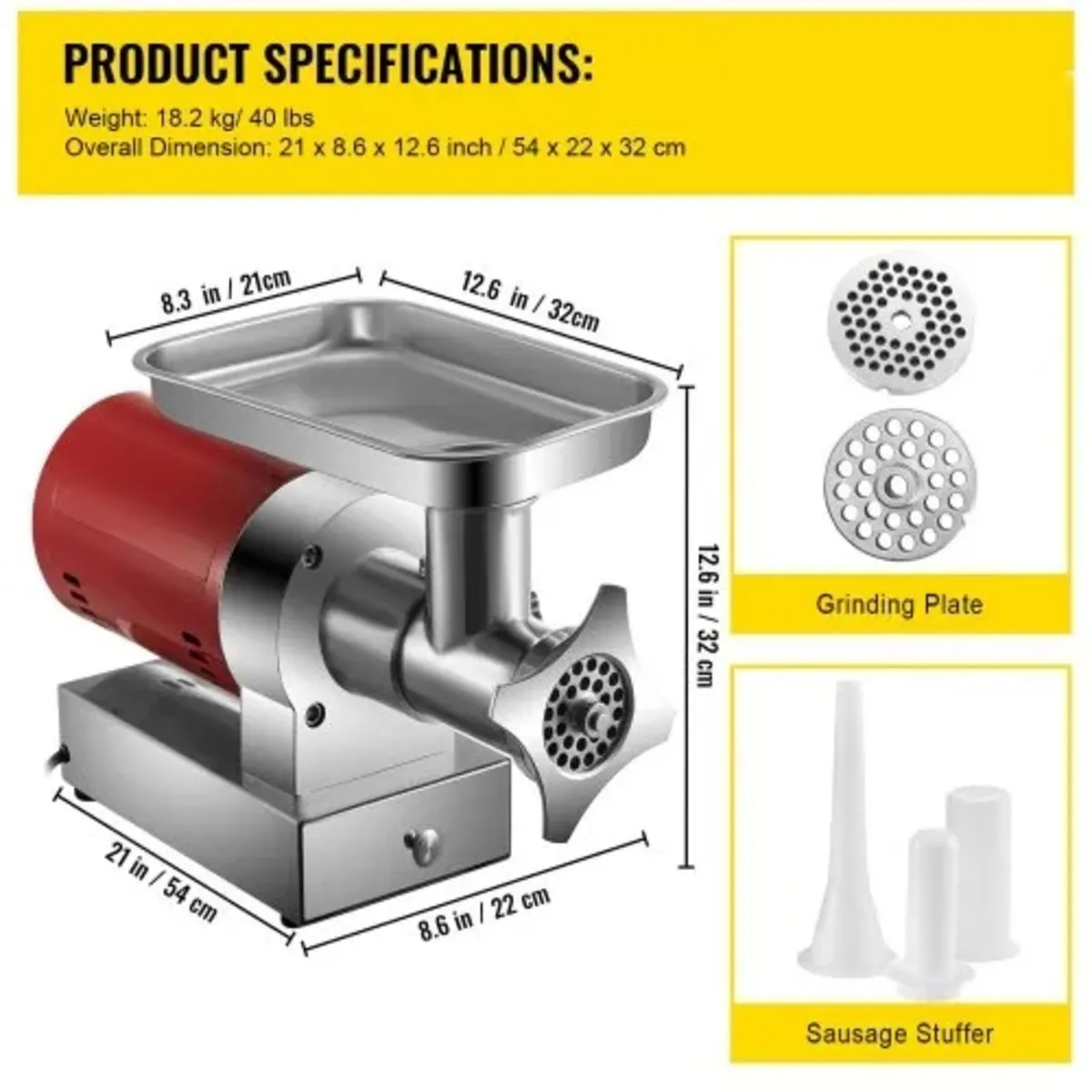 Electric Meat Grinder, 661 Lbs/Hour 1100 W Meat Gr - Image 3