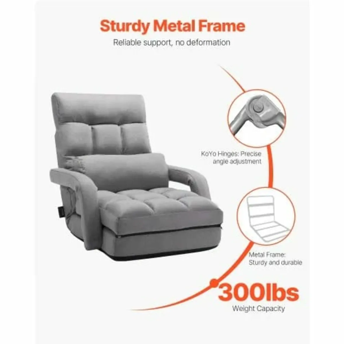 Floor Chair, Floor Gaming Chair with 5 Adjustable - Image 4