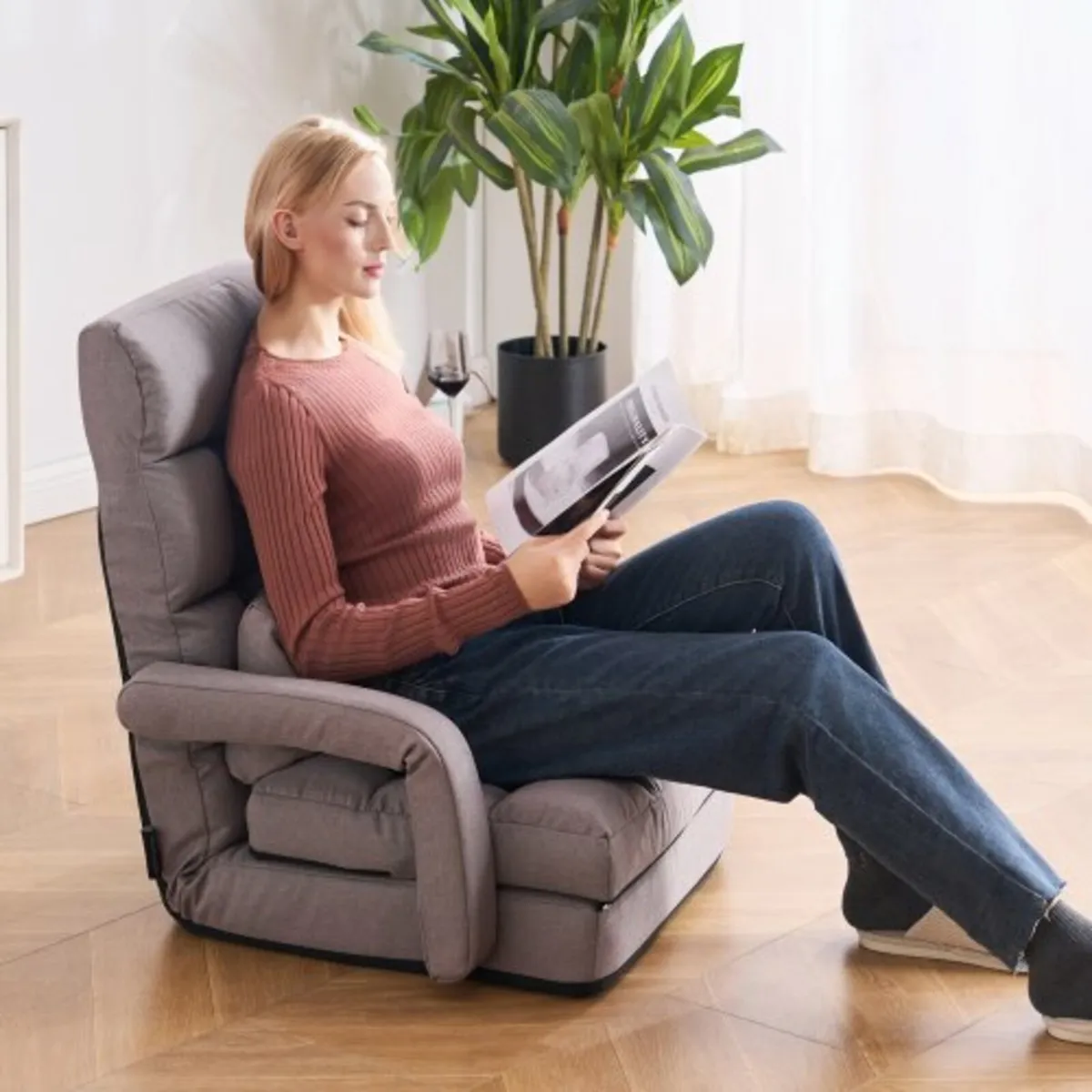 Floor Chair, Floor Gaming Chair with 5 Adjustable - Image 2