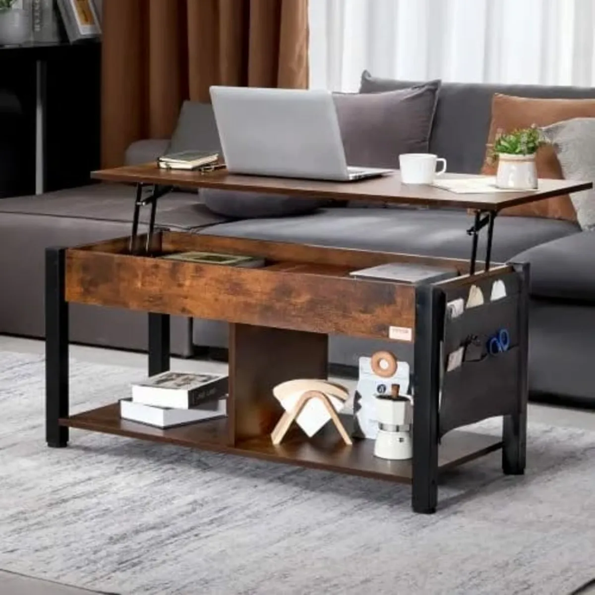 Lift Top Coffee Table, 41.7 in Rectangle Coffee Ta - Image 2