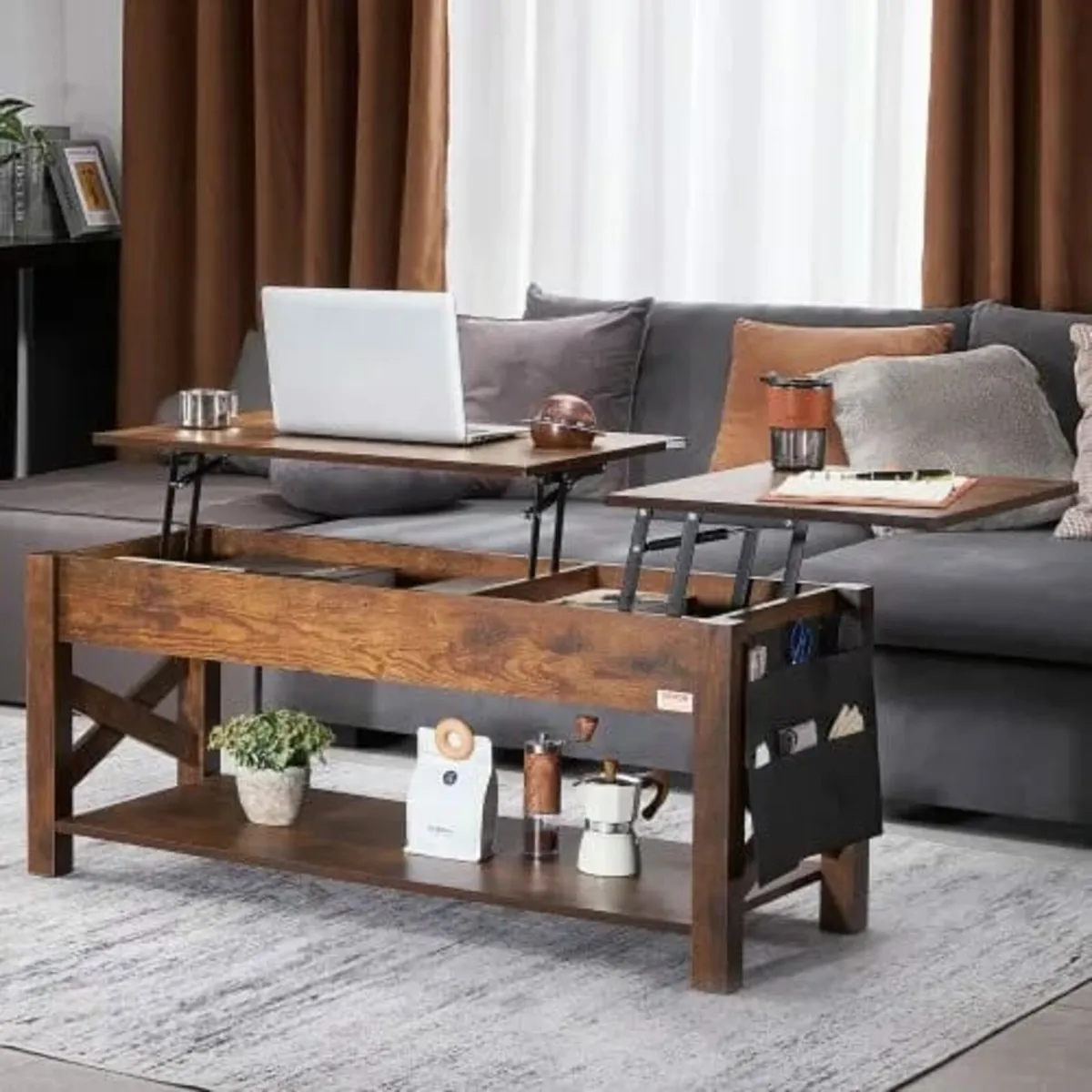 Lift Top Coffee Table, 47.5 in Rectangle Coffee Ta - Image 2