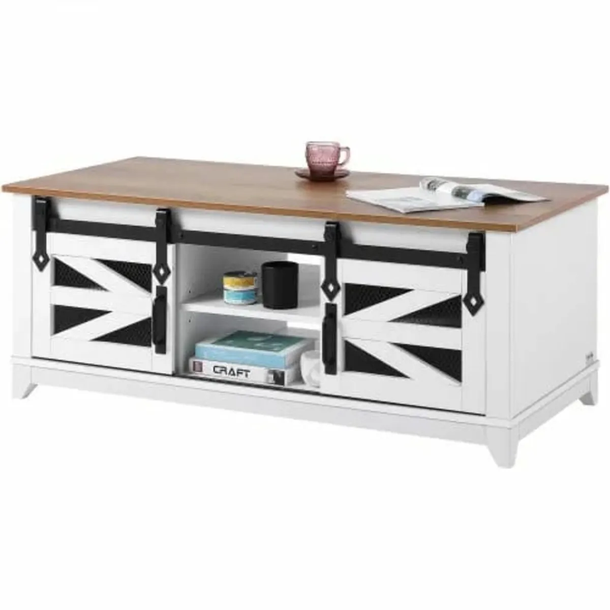 48" Farmhouse Coffee Table, Rectangle Coffee Table - Image 1