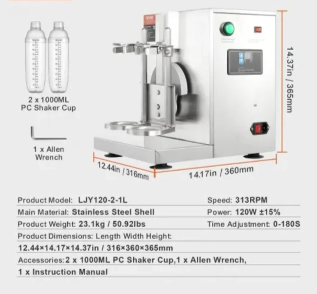 Milkshake Maker Machine, 120W Commercial Milk Tea - Image 3