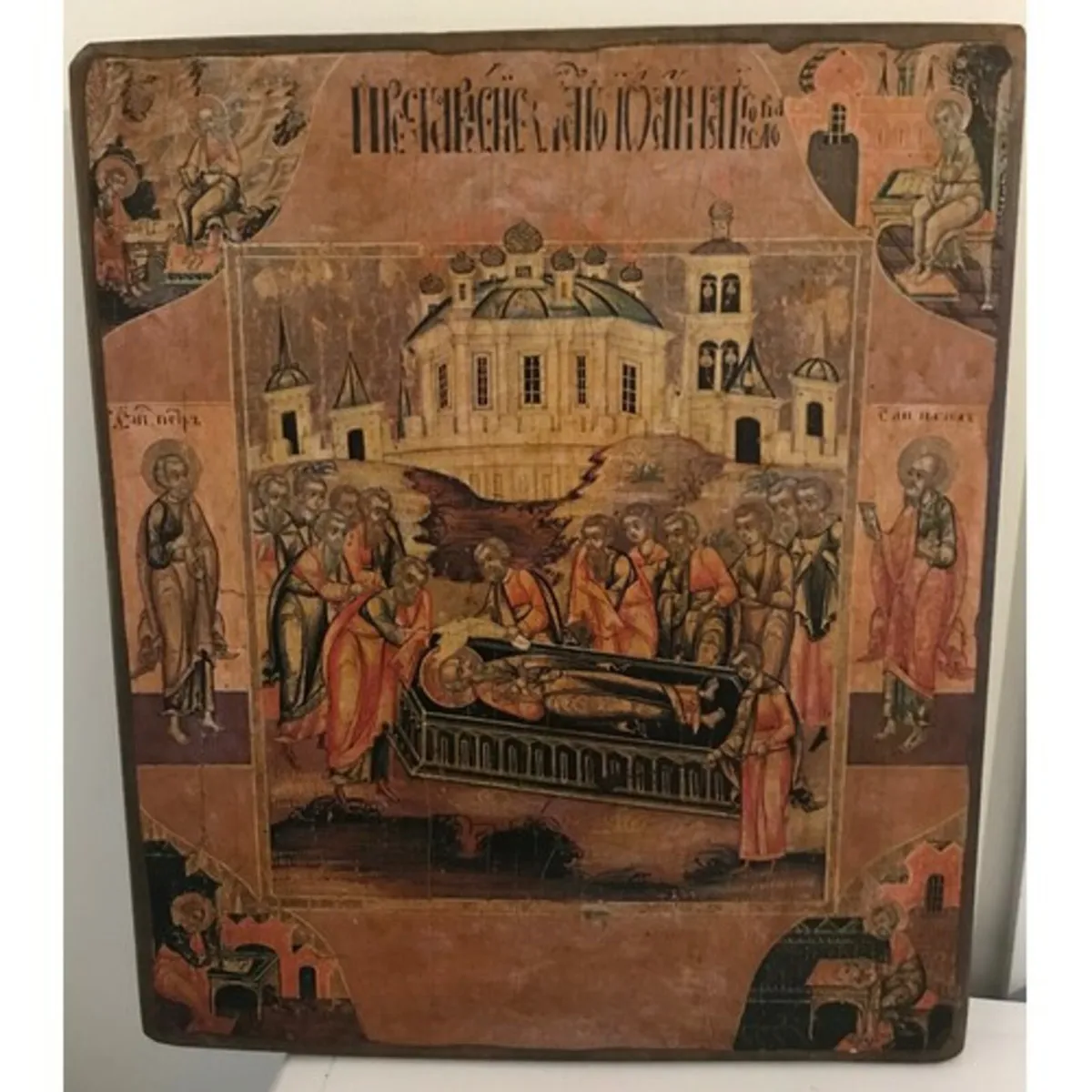 Religious icon on wood - Image 1