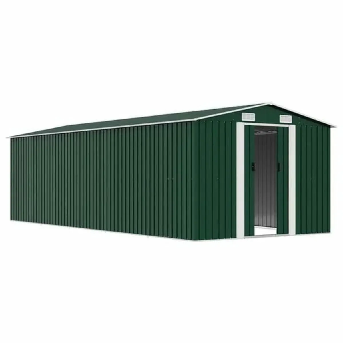 Garden Shed 257x580x181 cm Metal Green - Image 3