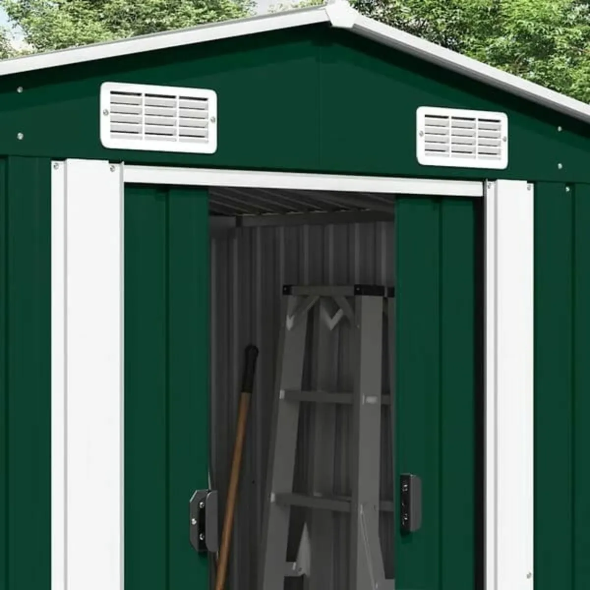 Garden Shed 257x580x181 cm Metal Green - Image 4