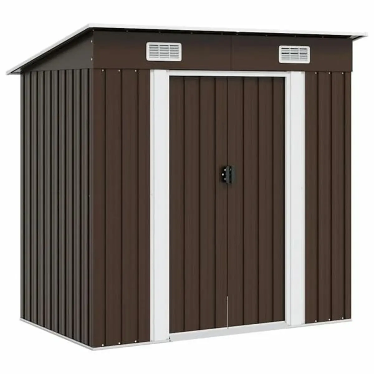 Garden Storage Shed Brown 194x121x181 cm Steel - Image 1