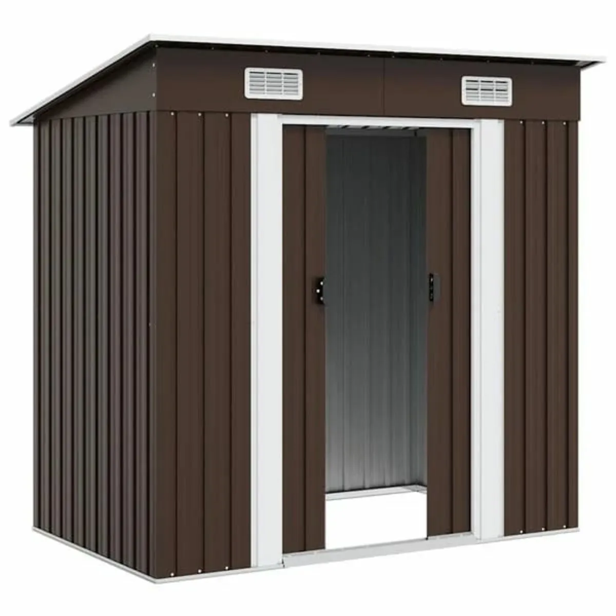 Garden Storage Shed Brown 194x121x181 cm Steel - Image 2