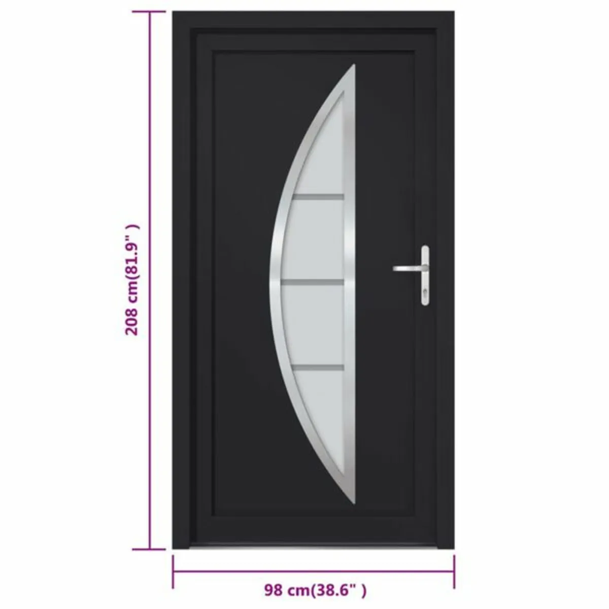 Front Door Anthracite 98x208 cm PVC - Image 3