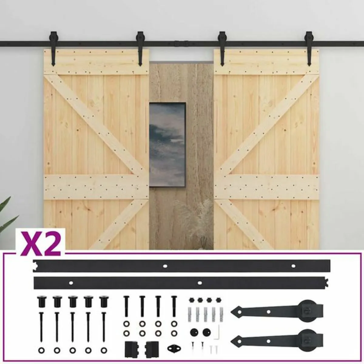 Sliding Door with Hardware Set 80x210 cm Solid Pin - Image 1