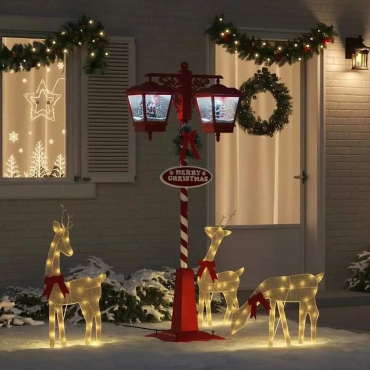 Chirstmas Street Lamp with 2 Lanterns Red 40.5 x 8 - Image 2