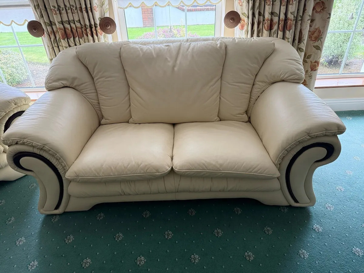 White Leather Couch Set - Image 1