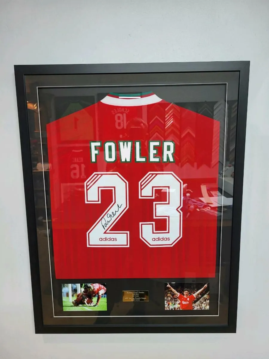 Robbie Fowler Framed Signed Liverpool F.C. Shirts - Image 1
